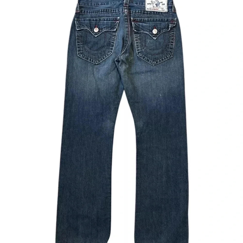 TRUE RELIGION Denim Jeans Blue Men's Size 32 #112790 Straight Leg Distressed EUC - Picture 8 of 16